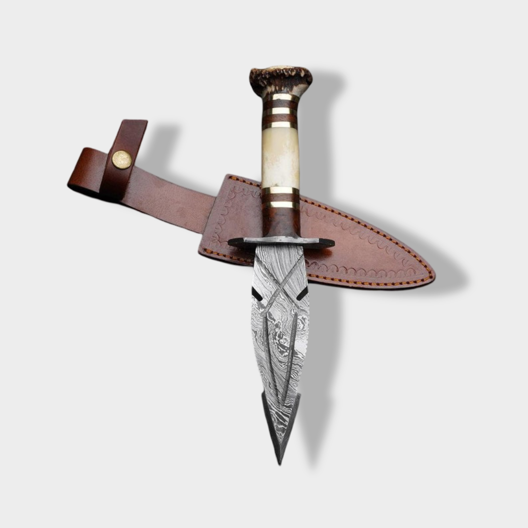 Custom Handmade Damascus Steel Hunting Dagger Knife