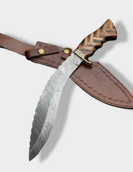 Custom Handmade Damascus Steel Nepalese Gurkha Kukri Hunting Sword