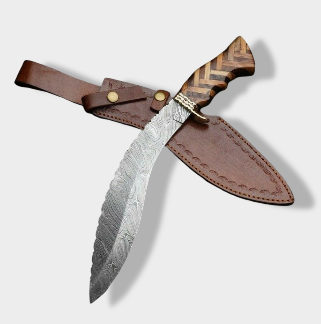 Custom Handmade Damascus Steel Nepalese Gurkha Kukri Hunting Sword
