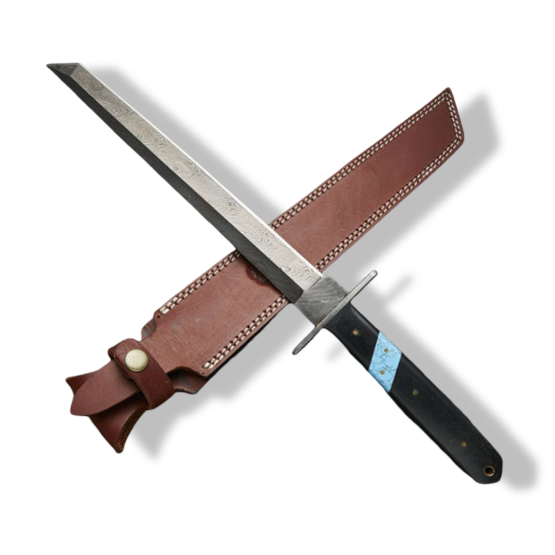 Custom Handmade Damasus Tanto Steel Hunting Knife