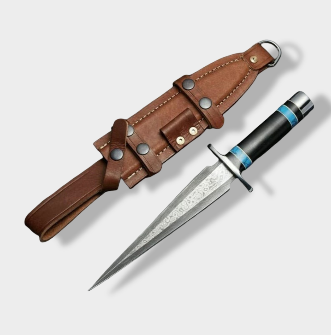 Custom Handmade Damascus Steel Hunting Bowie Dagger Knife